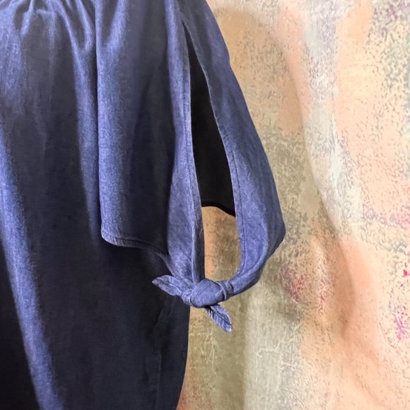 📌Terra & Sky Denim Dress with Smocked Neckline Wear On or Off Shoulders - Picture 3 of 13